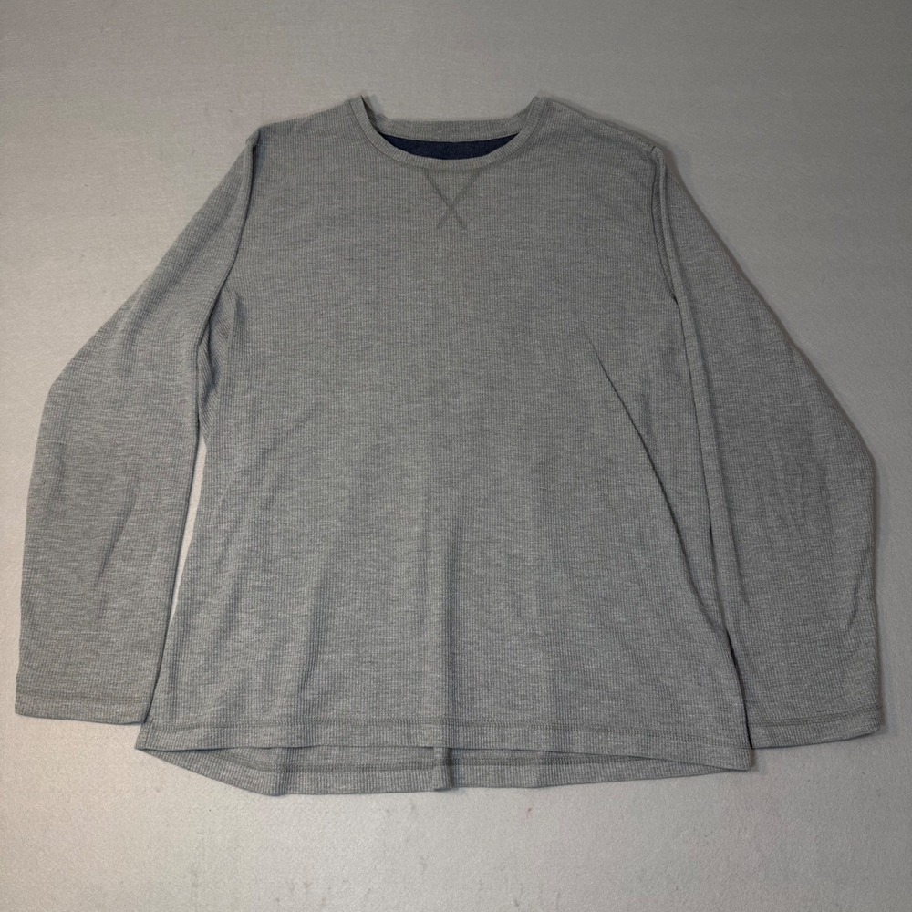 Eddie Bauer Waffle‎ Knit Thermal Shirt XL Gray Long Sleeve Crew Neck Mens